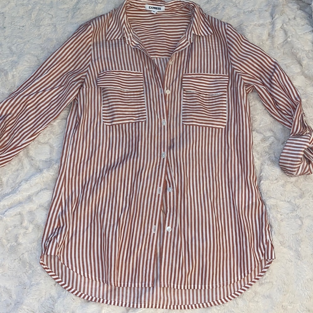 Express Striped Button Down Top - image 1
